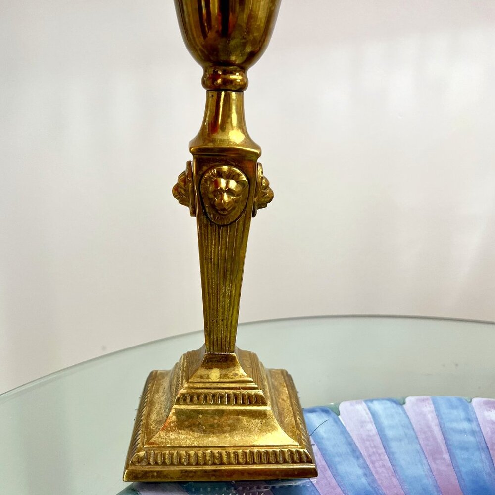SALE! Unique Lion Head Brass Candlestick - Picture 5 of 10